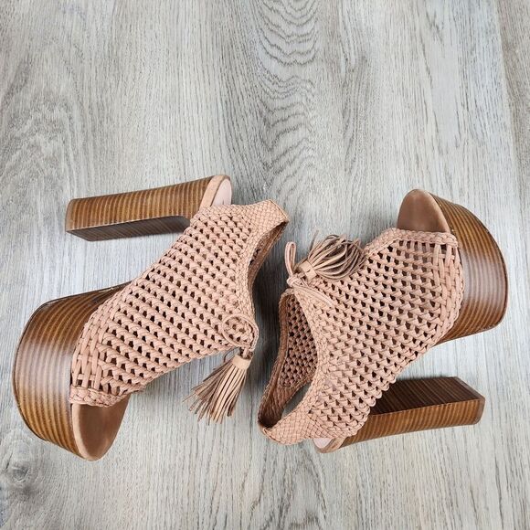 Pencey Alexus Woven Platform Leather Sandals size 7 - Picture 3 of 12